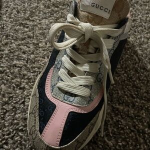 Gucci Pink and Blue Canvas Sneaker